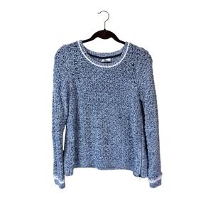 Moth‎ Anthropologie Blue Crewneck Textured Sweater Womens Large Fall Crochet